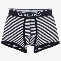 Boys Blue Stripe Cotton Boxers (2 Pack)
