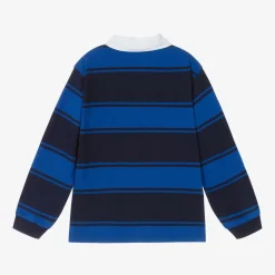 Boys Blue Stripe Organic Cotton Rugby Shirt