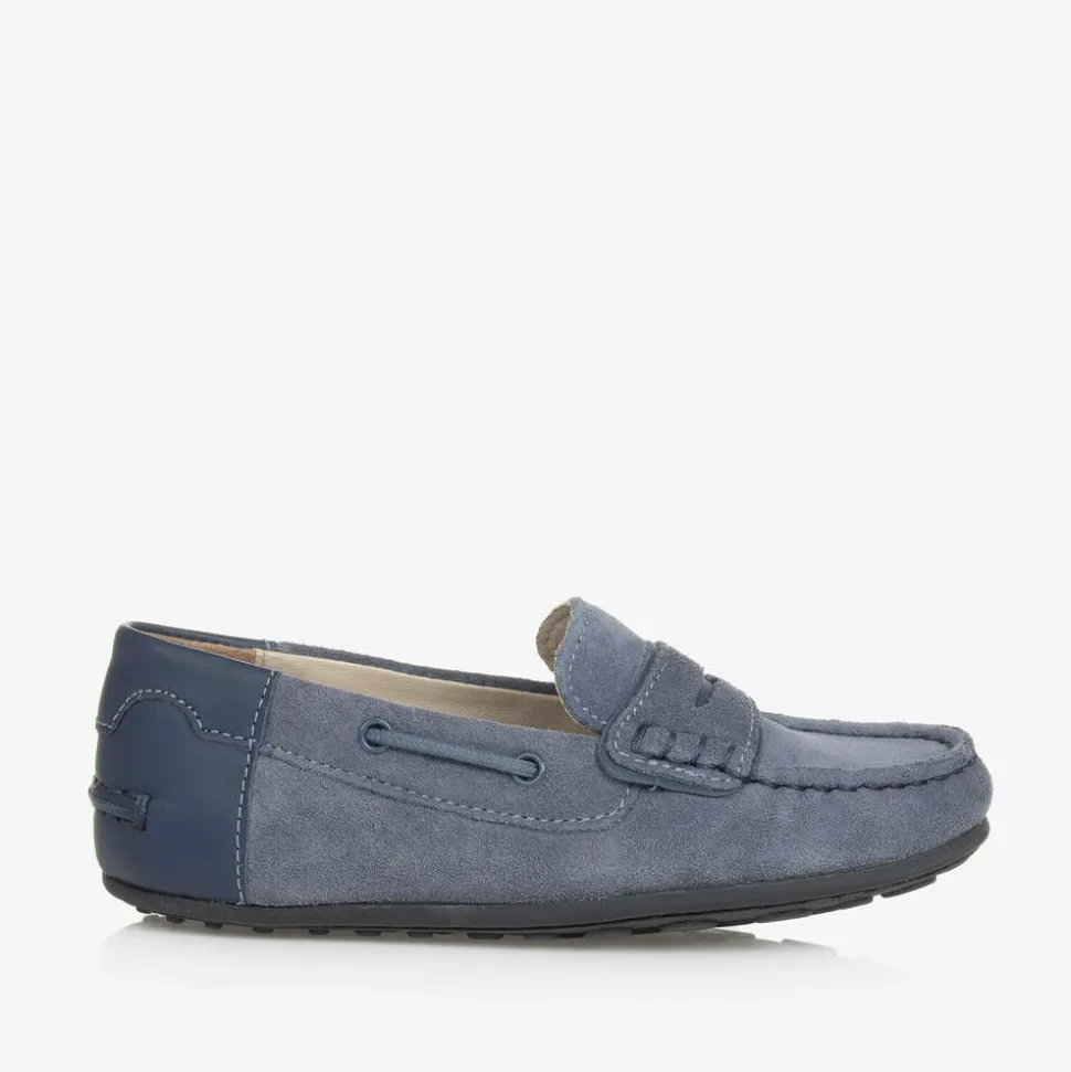 Boys Blue Suede Leather Moccasins