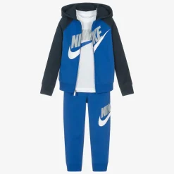 Boys Blue Swoosh Tracksuit Set