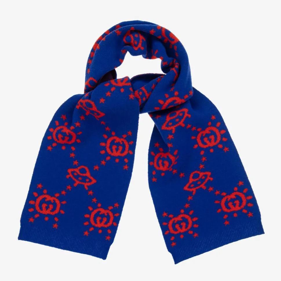 Boys Blue UFO Knitted Wool Scarf (145cm)