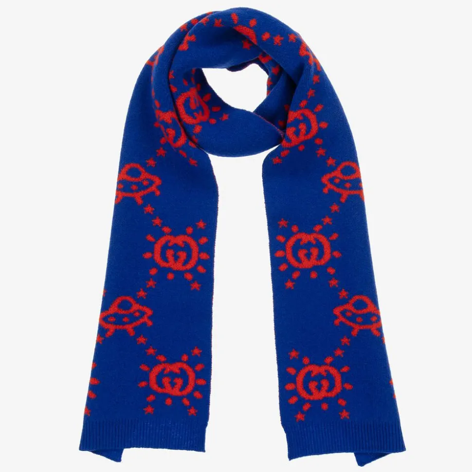 Boys Blue UFO Knitted Wool Scarf (145cm)