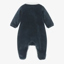 Boys Blue Velour Babygrow