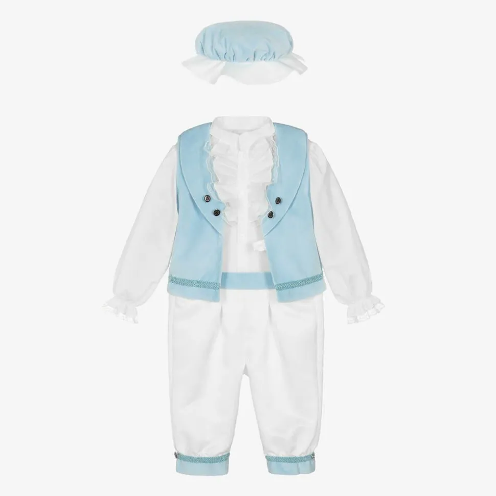 Boys Blue Velvet & Satin Suit