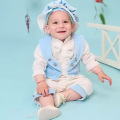 Boys Blue Velvet & Satin Suit