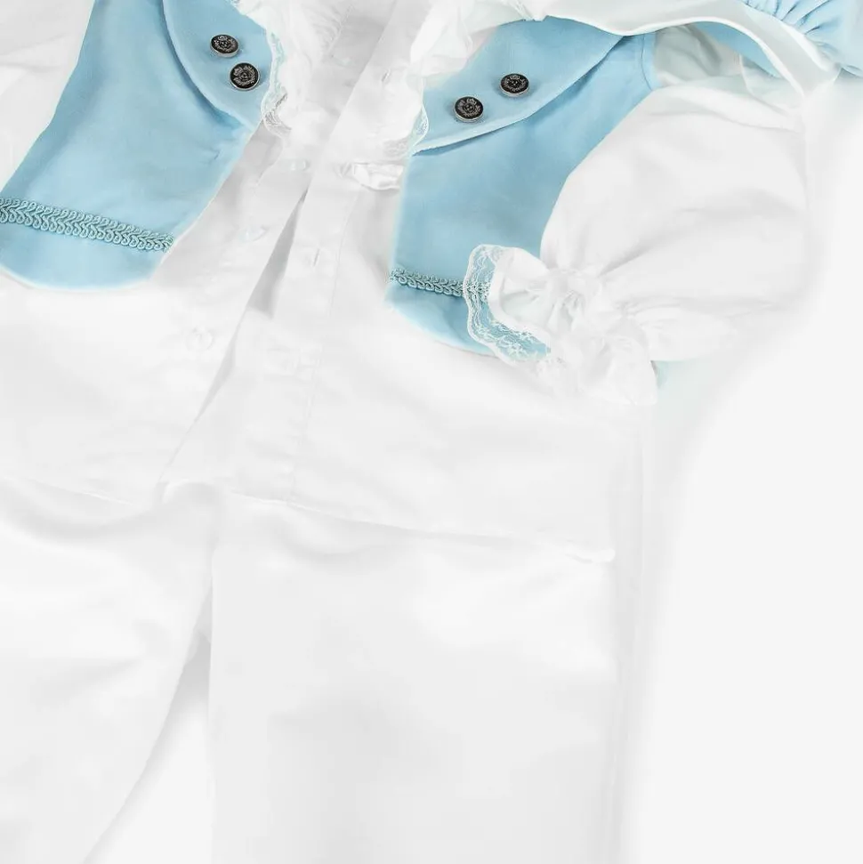 Boys Blue Velvet & Satin Suit