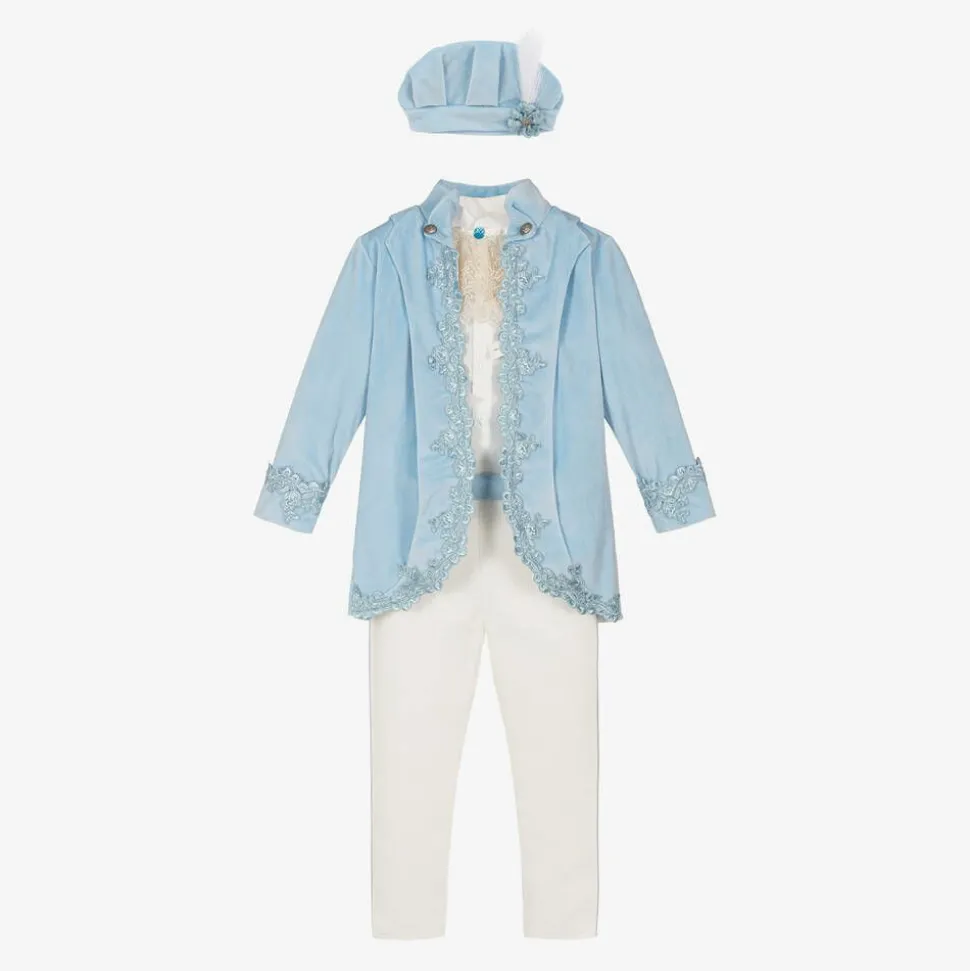 Boys Blue Velvet & Satin Suit