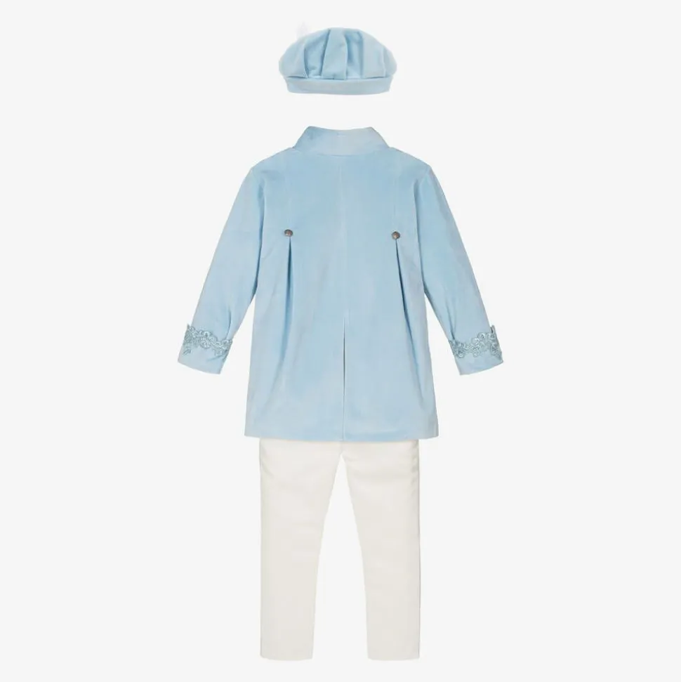 Boys Blue Velvet & Satin Suit