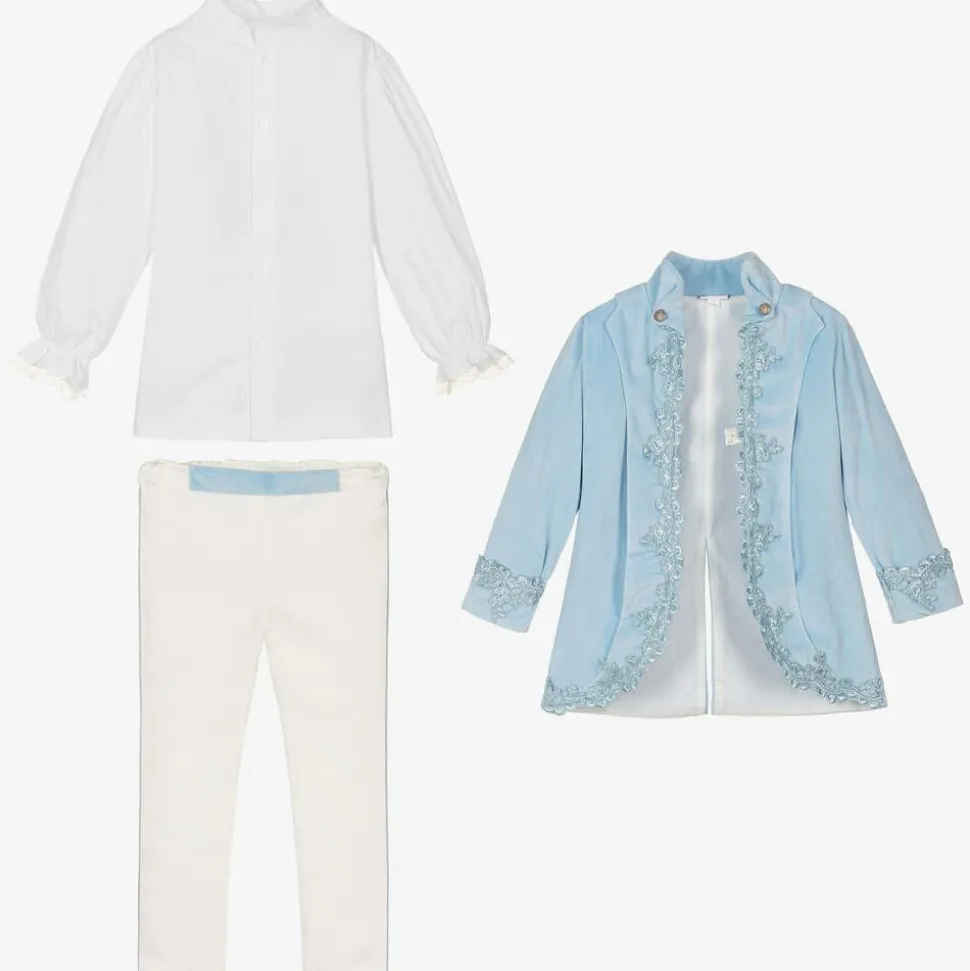 Boys Blue Velvet & Satin Suit