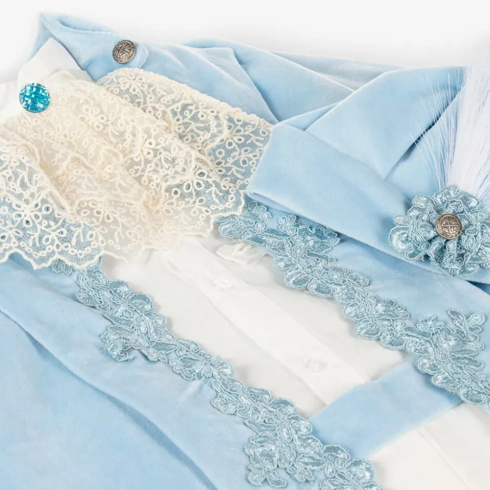 Boys Blue Velvet & Satin Suit