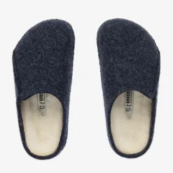 Boys Blue Wool Felt Slippers