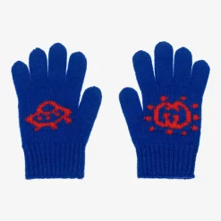Boys Blue Wool Interlocking G Gloves