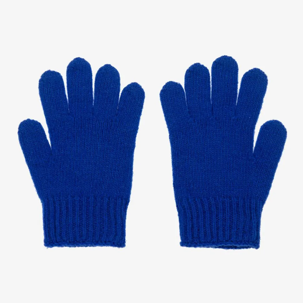 Boys Blue Wool Interlocking G Gloves