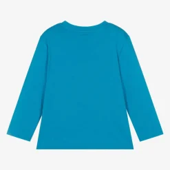 Boys Bright Blue Logo Print Top