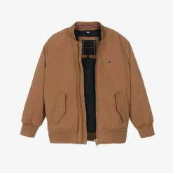 Boys Brown Cotton Twill Bomber Jacket