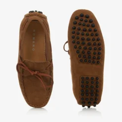 Boys Brown Faux Suede Moccasins