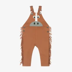 Boys Brown Horse Cotton Dungarees
