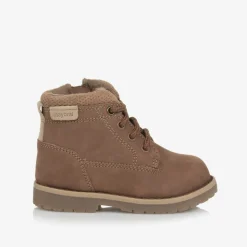 Boys Brown Leather Lace-Up Boots
