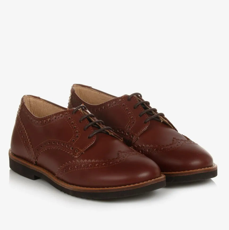Boys Brown Leather Lace-Up Brogues