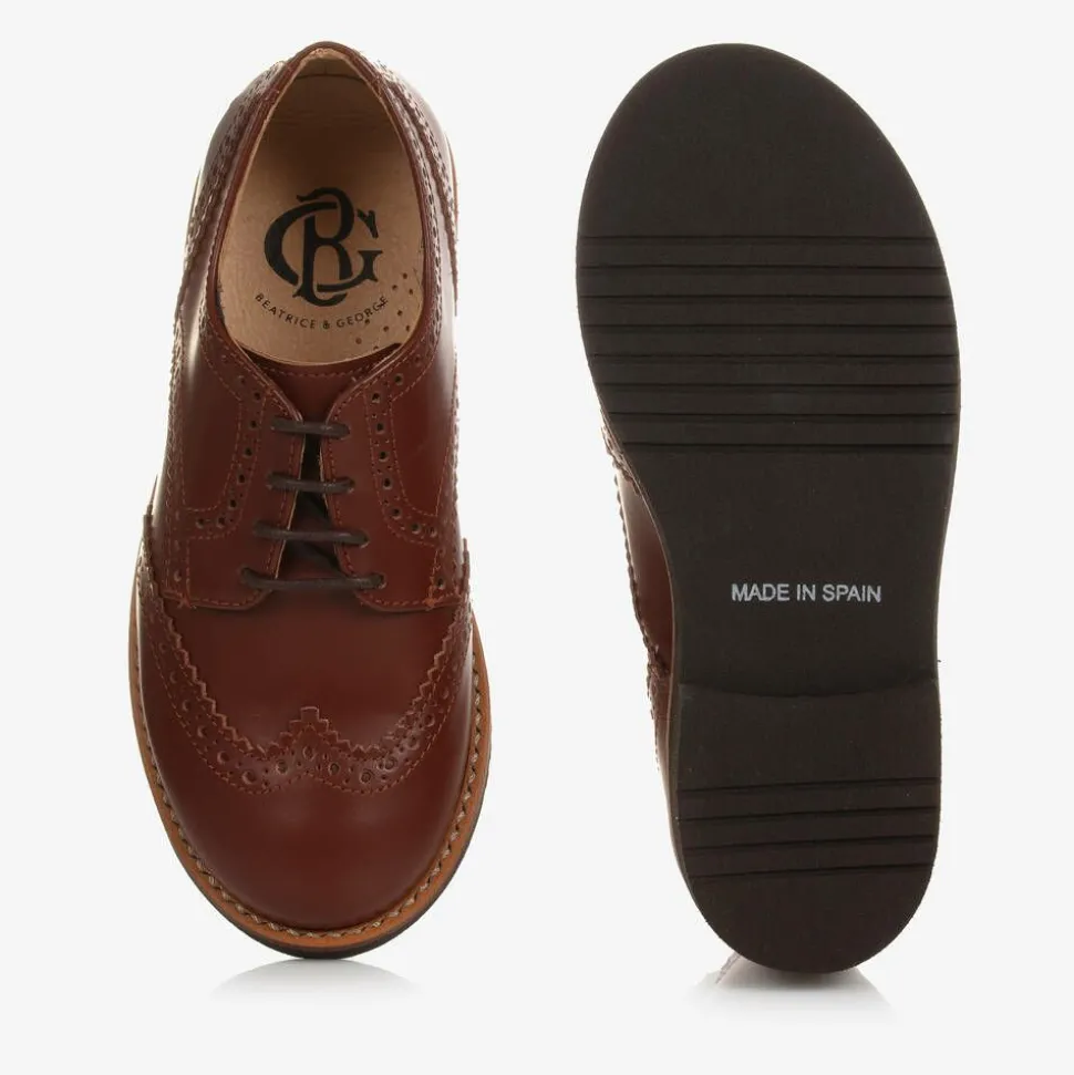 Boys Brown Leather Lace-Up Brogues