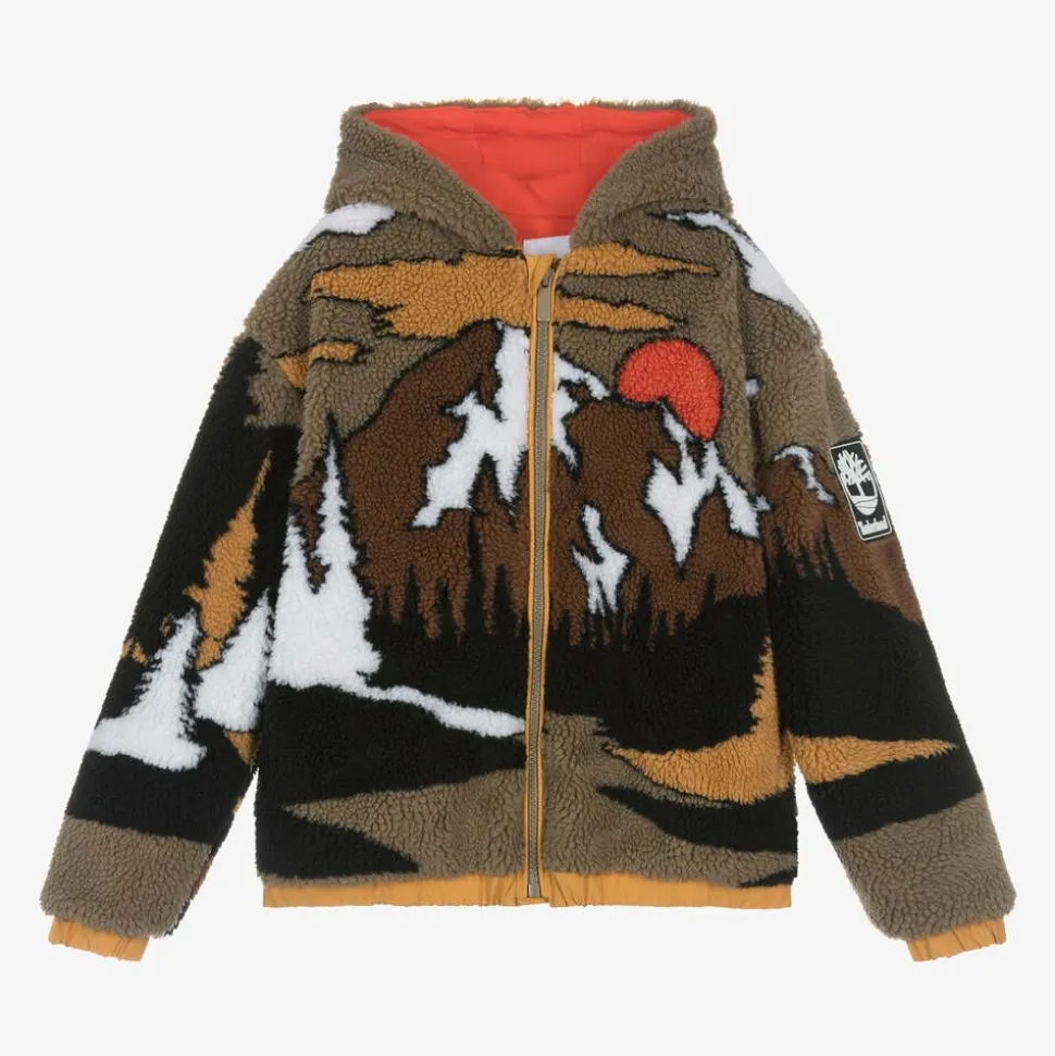 Boys Brown Mountain Fleece Zip-up Hoodie