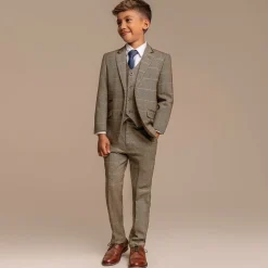 Boys Brown Tweed Albert Suit