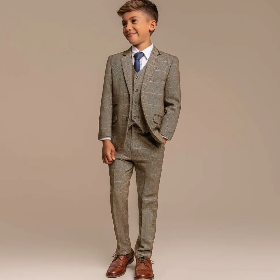 Boys Brown Tweed Albert Suit