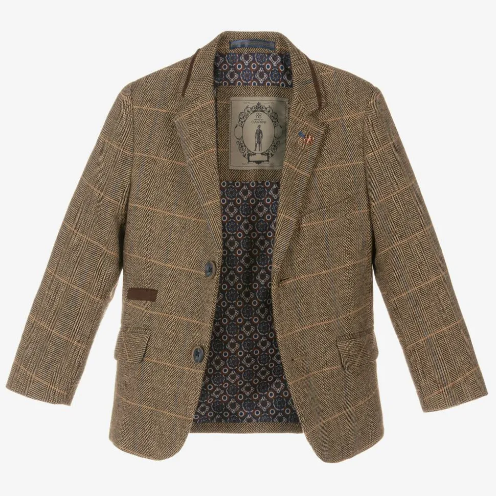 Boys Brown Tweed Albert Suit