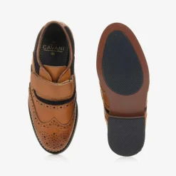 Boys Brown Velcro Brogues