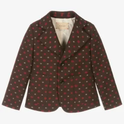 Boys Brown Wool GG Blazer