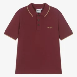 Boys Burgundy Red Cotton Polo Shirt
