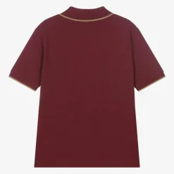 Boys Burgundy Red Cotton Polo Shirt