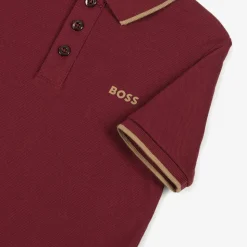 Boys Burgundy Red Cotton Polo Shirt