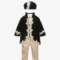 Boys Emerald Green Velvet & Satin Suit