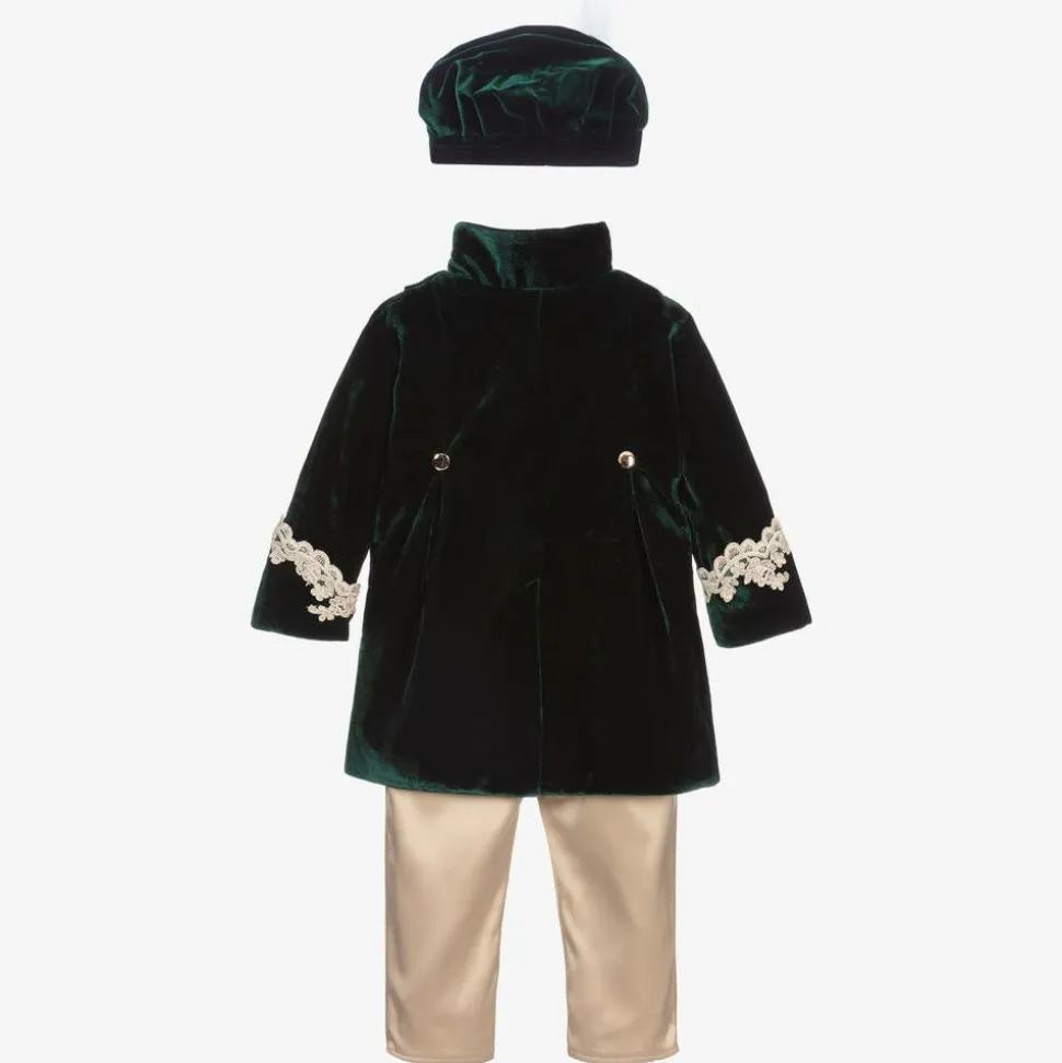 Boys Emerald Green Velvet & Satin Suit