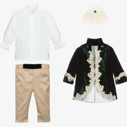 Boys Emerald Green Velvet & Satin Suit