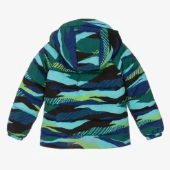 Boys Green & Blue Showerproof Puffer Coat