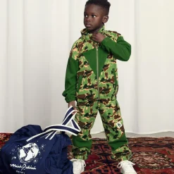 Boys Green Camouflage Fleece Zip-Up Top