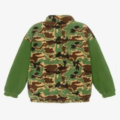 Boys Green Camouflage Fleece Zip-Up Top