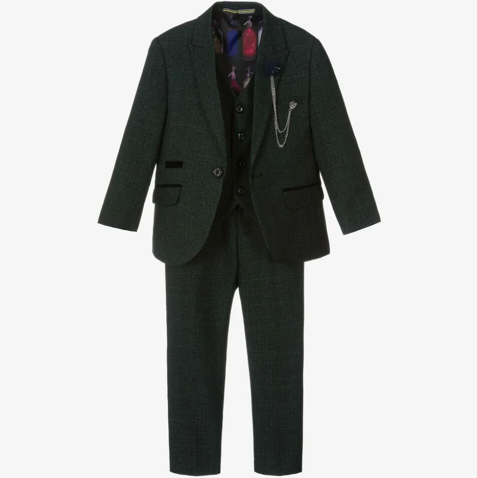 Boys Green Check Caridi Suit