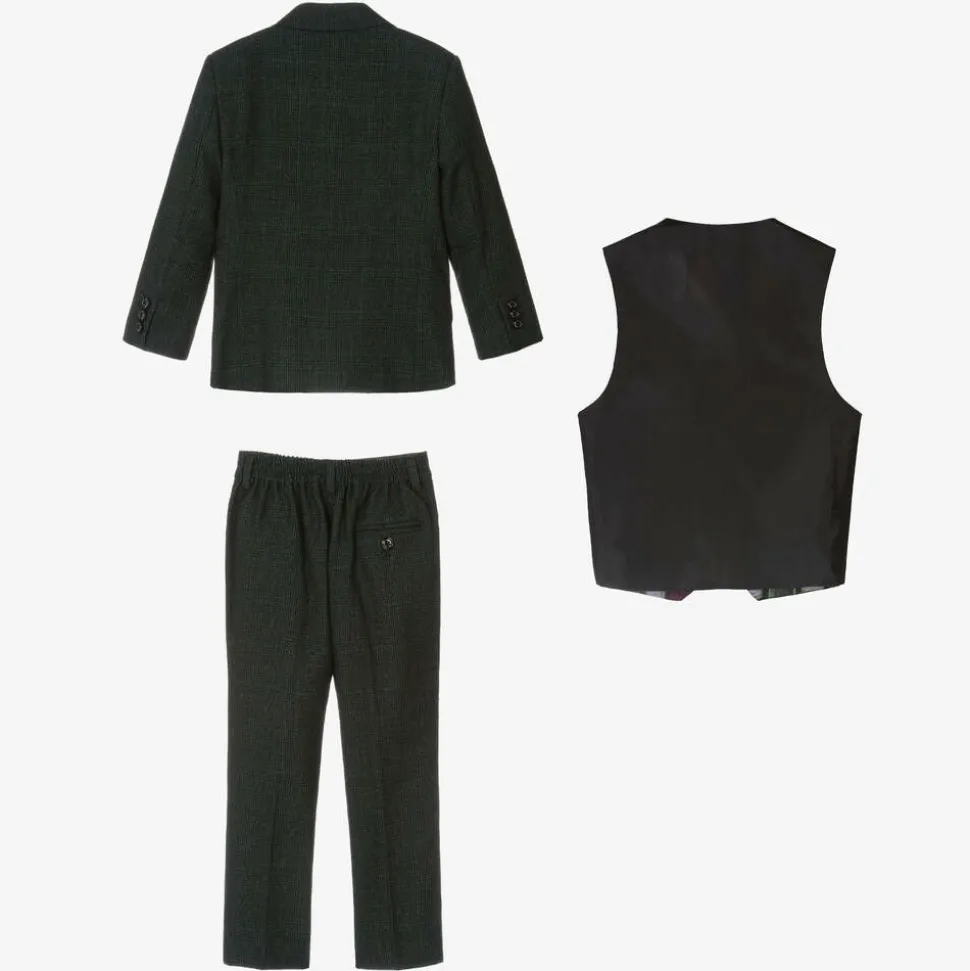Boys Green Check Caridi Suit