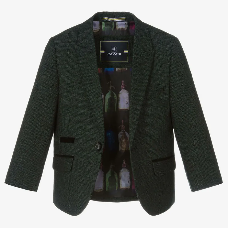 Boys Green Check Caridi Suit