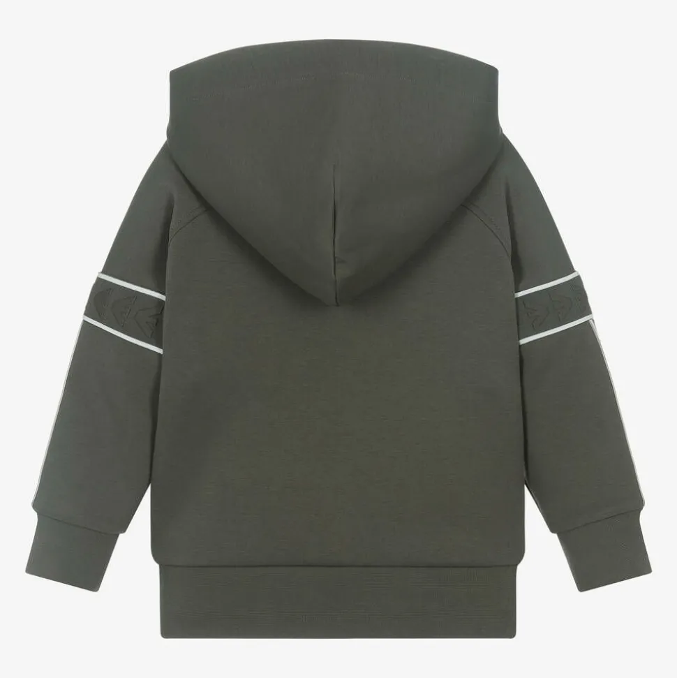 Boys Green Cotton Eagle Hoodie