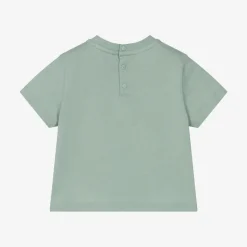 Boys Green Cotton Eagle Logo T-Shirt