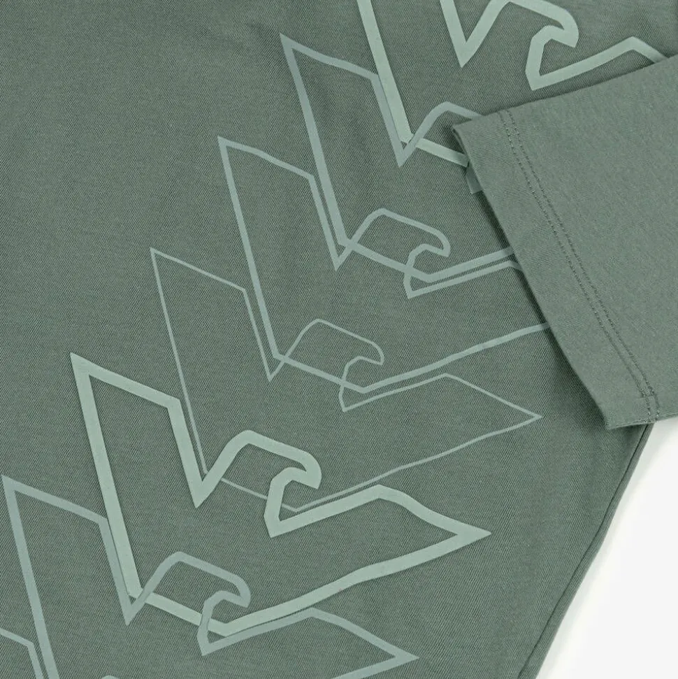 Boys Green Cotton Eagle Logo T-Shirt