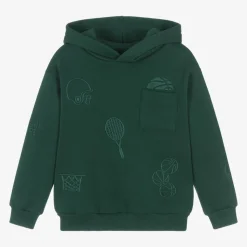 Boys Green Cotton Hoodie