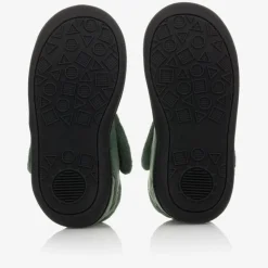 Boys Green Dinosaur Velcro Slippers