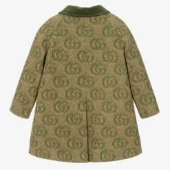 Boys Green GG Wool Coat