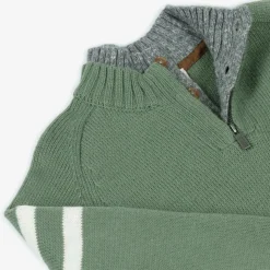 Boys Green Half Zip Knitted Sweater