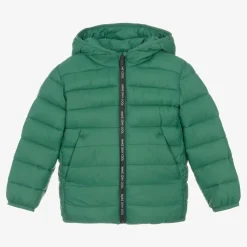 Boys Green Hooded Puffer Jacket